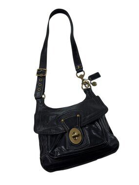 Coach 65th Anniversary Legacy Black Leather Hippie Crossbody Bag Purse Handbag